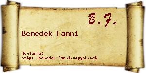 Benedek Fanni névjegykártya